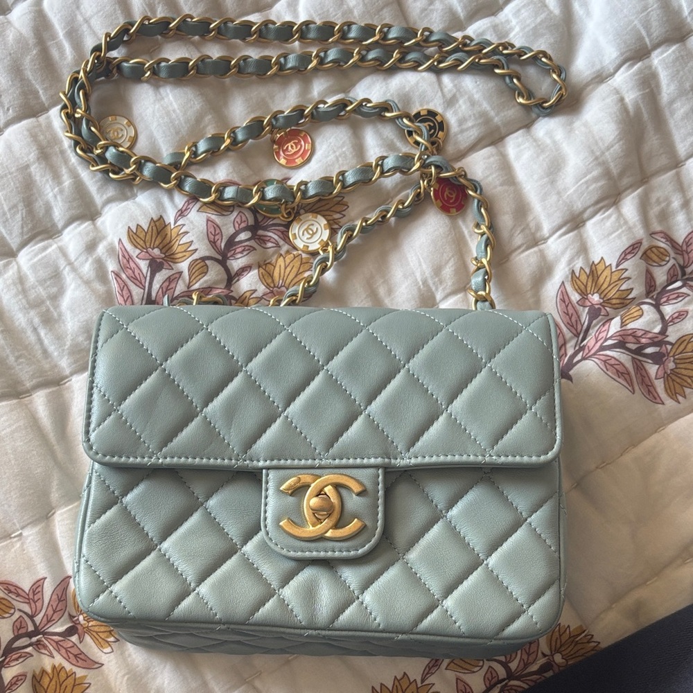 CHANEL Quilted Crossbody Bag - Soft Blue